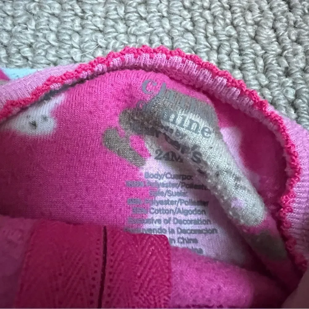 🍭6/$30 Carter’s pink fleece zip up warm cozy Footie pajamas toddler girl 24 m